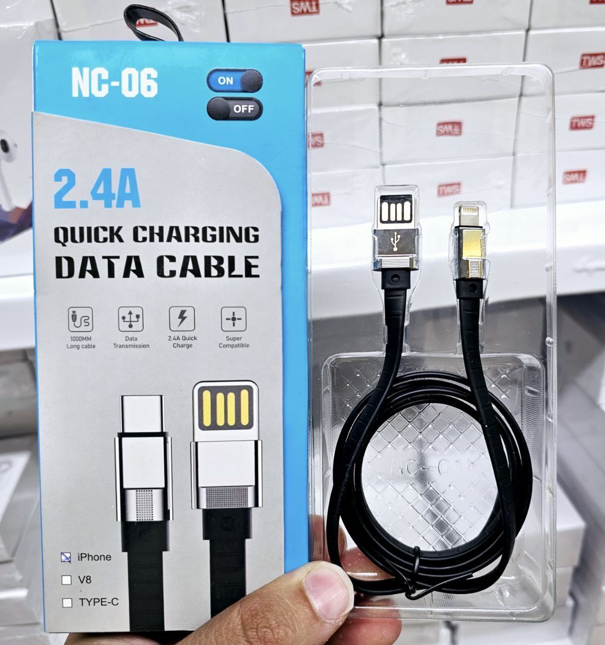 کابل اورجینال NC_06 ✅آیفون فلتی ✅سوکت فلزی ✅فست ۲.۴آمپر ✅دیتا بسیار با کیفیت کد a08